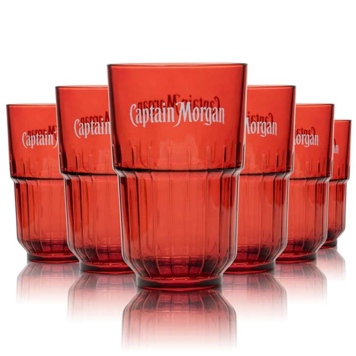 6x Captain Morgan Glas 0,4l Longdrink Cocktail Gläser Kontur Cuba Libre Cola