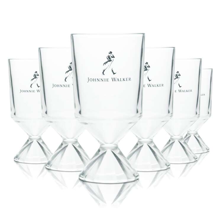 6x Johnnie Walker Glas 0,45l Whisky Longdrink Cocktail Gläser Pokal Kelch Label