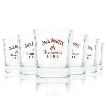 6x Jack Daniels Whiskey Glas 0,27l Tennessee Fire Red...
