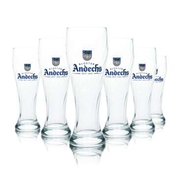 6x Andechs Glas 0,5l Weißbier Hefe Kristall Weizen...