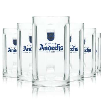 6x Andechs Glas 0,5l Kloster Bier Krug Brauerei Humpen...