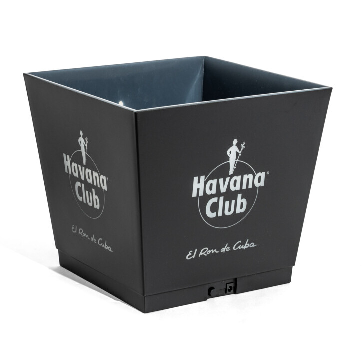Havana Rum Kühler LED Eiswürfelbehälter Akku Eisbox Icecube schwarz 4 eckig