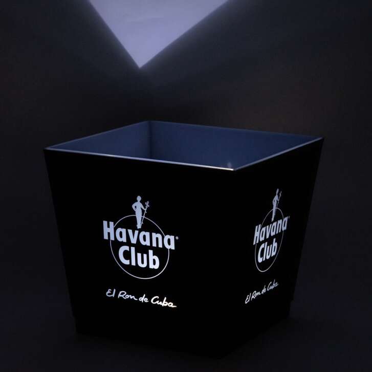 Havana Rum Kühler LED Eiswürfelbehälter Akku Eisbox Icecube schwarz 4 eckig