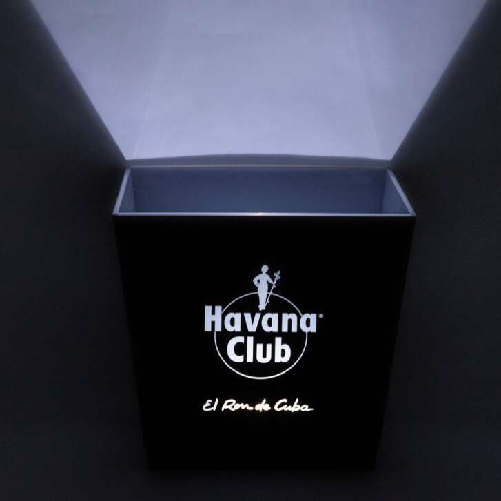 Havana Rum Kühler LED Eiswürfelbehälter Akku Eisbox Icecube schwarz 4 eckig