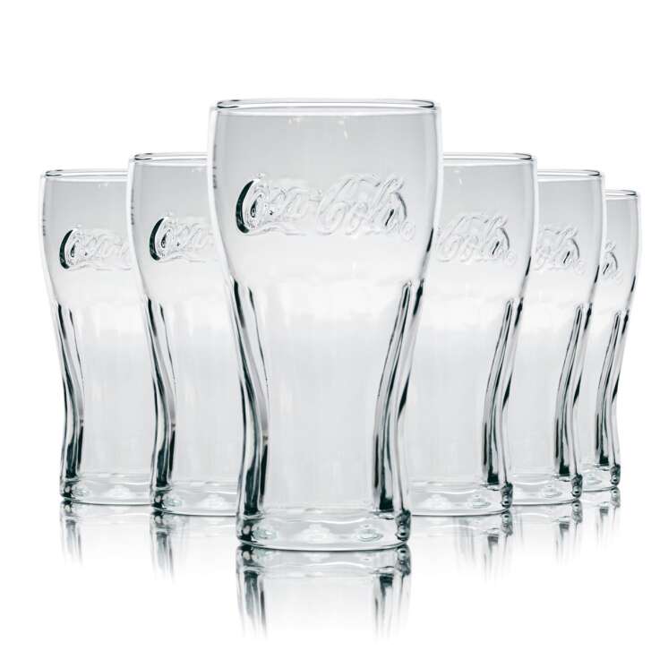 6x Coca Cola Kontur Glas 0,2l Becher Softdrink Limo Mix Gläser Geeicht Gastro