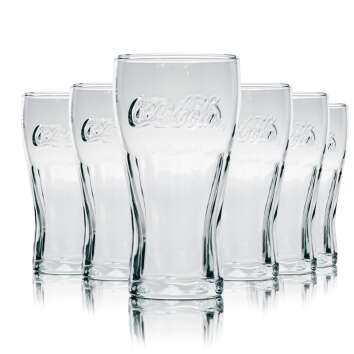 6x Coca Cola Kontur Glas 0,2l Becher Softdrink Limo Mix...