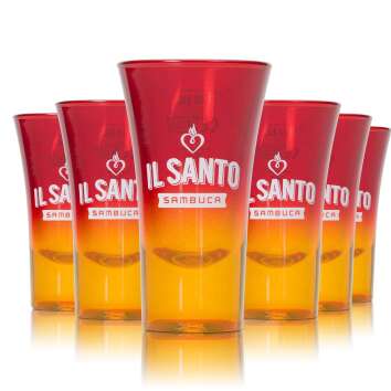 6x Il Santo Sambuca Glas Shotglas rot mit gelb