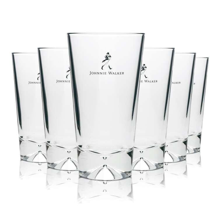 6x Johnnie Walker Whiskey Glas Longdrink Neu OVP Cocktail Gläser Eichstriche Bar 