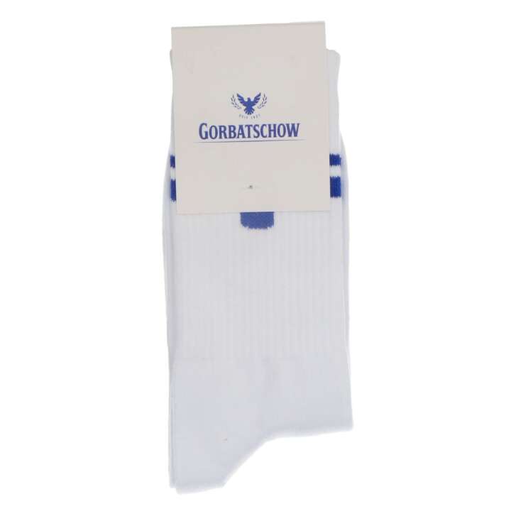Gorbatschow Socken Strümpfe Crew Socks Weiß Blaue Streifen Unisex Gr 37-41