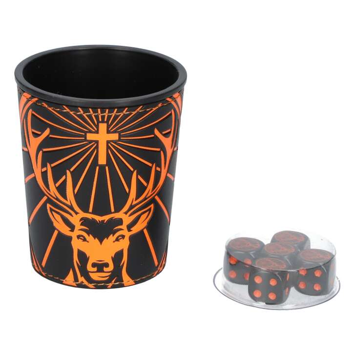 Jägermeister Würfelbecher Würfelspiel inkl 5 Würfel Glücksspiel Spielzeug