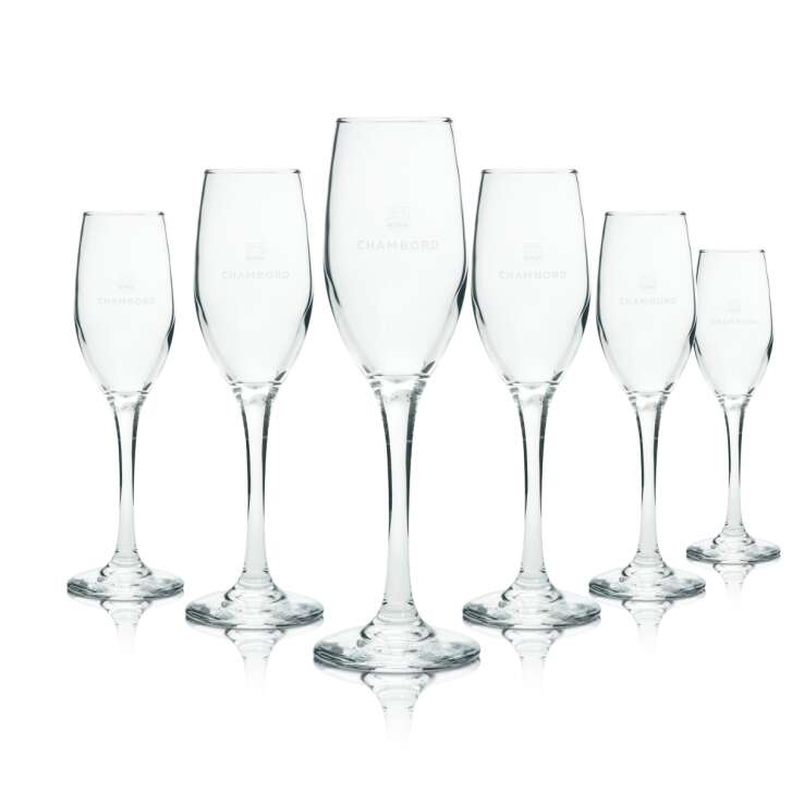 6x Chambord Glas 0,1l Champagner Flöte Kelch Gläser Secco Sekt Gastro Aperitif