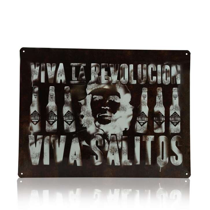 1x Salitos Bier Blechschild Viva La Revolution braun  40 x 30
