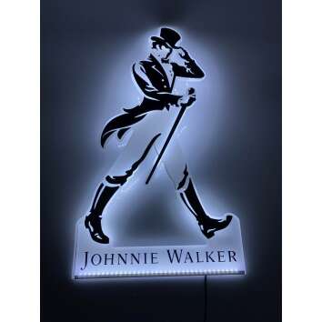 1x Johnnie Walker Whiskey Leuchtreklame Männchen Logo s/w 70 x 39 x 1