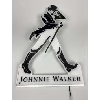 1x Johnnie Walker Whiskey Leuchtreklame M&auml;nnchen Logo s/w 70 x 39 x 1
