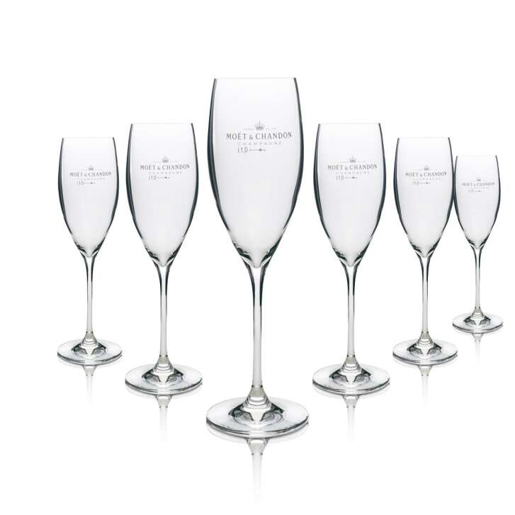 6x Moet Chandon Glas 0,1l Champagner Flöte Imperial Flute Kelchglas Sekt Secco