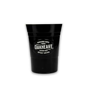 6x Bacardi Rum Becher Oakheart Hartplastik schwarz 330ml