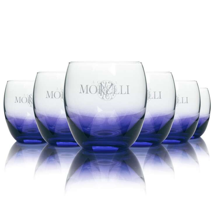 6x Acqua Morelli Wasser Glas Tumbler blauer Boden Leonardo Minerallwasser Gl&auml;ser