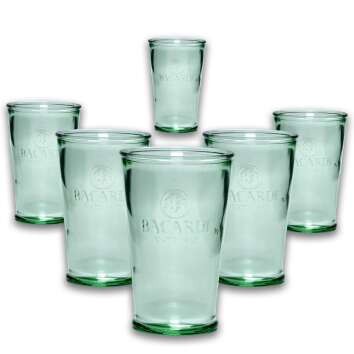 6x Bacardi Rum Glas Mojito Glas grün V Form