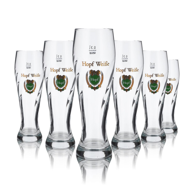 6x Hopf Bier Glas Weizenbierglas Biergläser Bierglas Exklusiv - 0,3