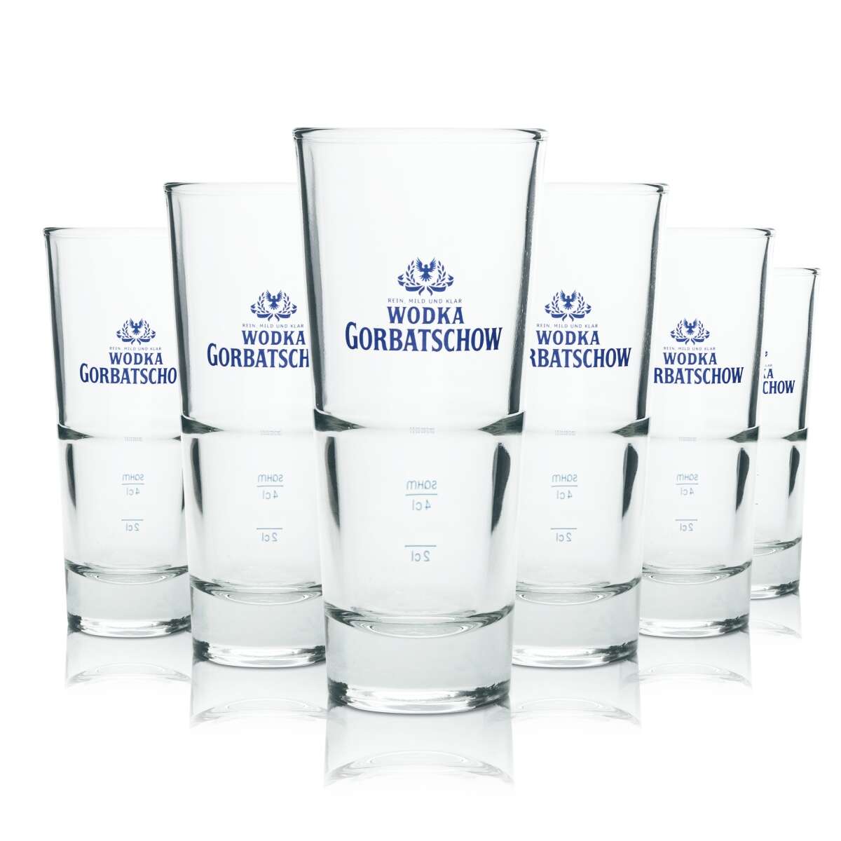 6 x Russian Standard Glas Gläser Vodka Longdrink Stapelbar Gastro Bar NEU 