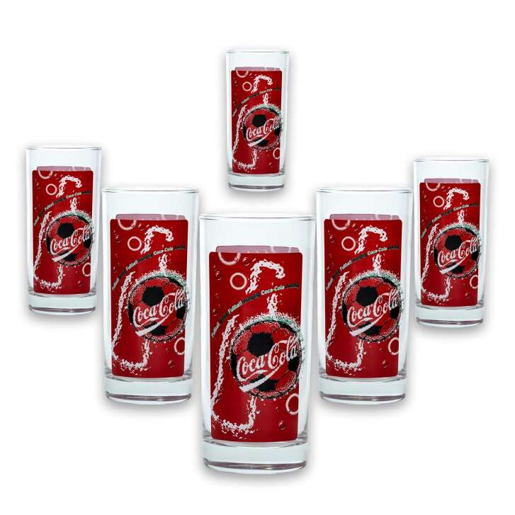 12x Coca Cola Softdrinks Glas rot Fu&szlig;ball Logo 0,3l