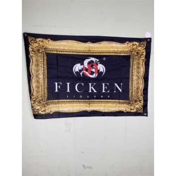 1x Ficken  Lik&ouml;r Fahne Goldrahmen 150 x 100