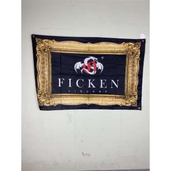 1x Ficken  Lik&ouml;r Fahne Goldrahmen 150 x 100