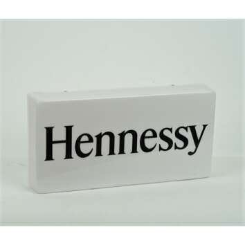 1x Hennessy Cognac Leuchtreklame weiß mit Schriftzug 40 x 20 cm
