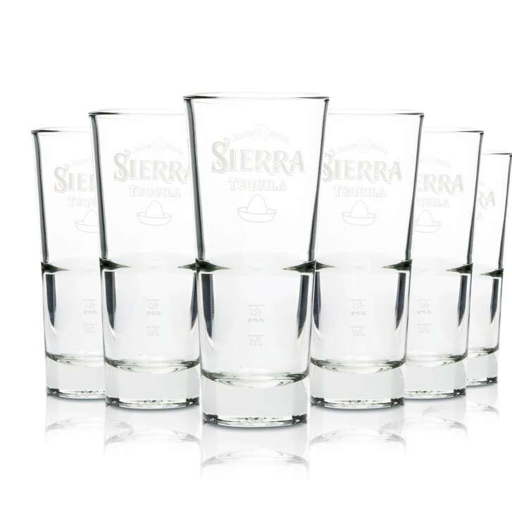 12x Sierra Tequila Glas Longdrink stapelbar 296 ml wei&szlig;e Schrift