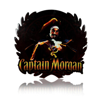 1x Captain Morgan Rum Leuchtreklame Pirat rot 57 x 53
