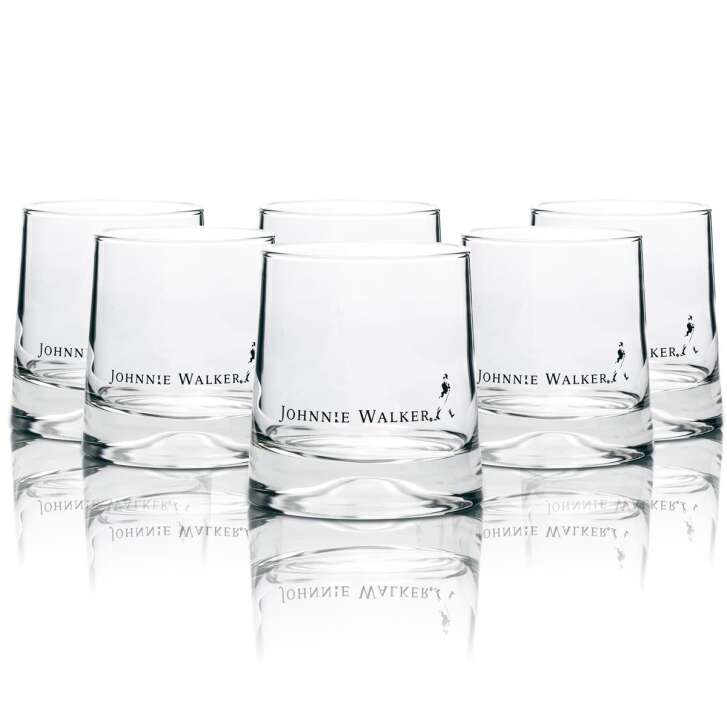 6x Johnnie Walker Whiskey Glas Tumbler altes Design