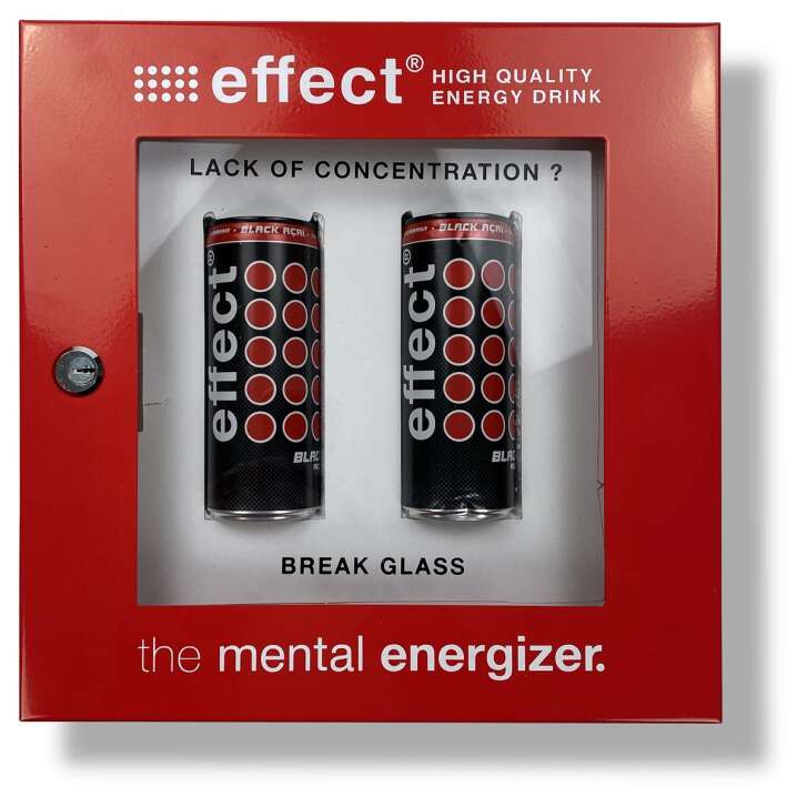 1x Effect Energy Wandschild Emergeny Drink Break Glas