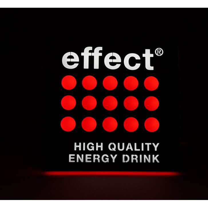 1x Effect Energy Leuchtreklame 4eckig silber rot 30 x 30