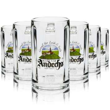 6x Kloster Andechs Bier Glas 0,3l Gl&uuml;ckauf Krug