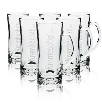6x Krombacher Glas 0,5l Bier Krug Humpen Seidel Relief...