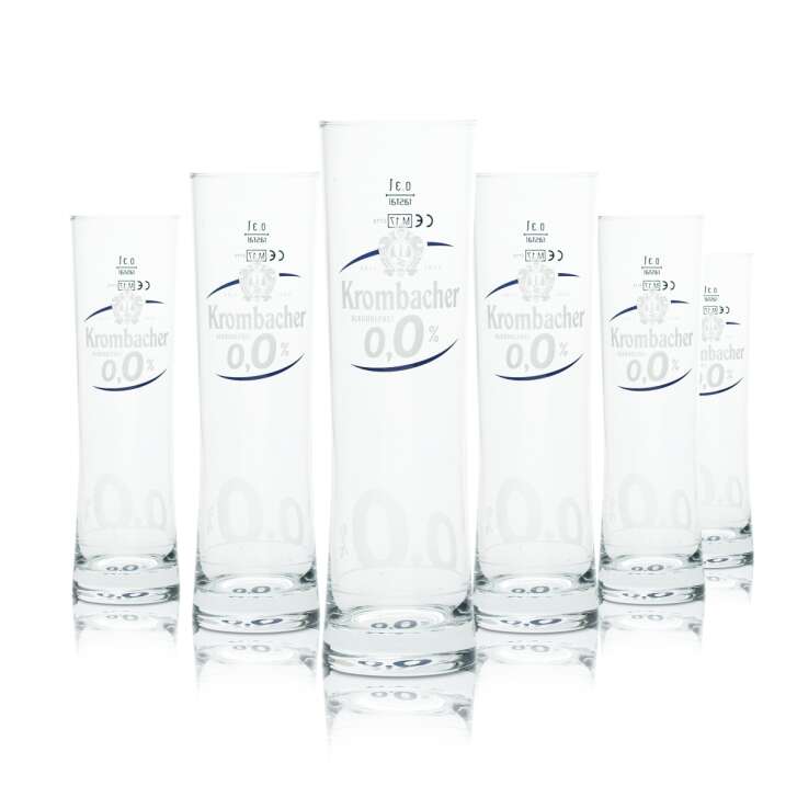 6x Krombacher Glas 0,3l Pokal Stange Cup Gläser 0,0% Alkoholfrei Geeicht Gastro