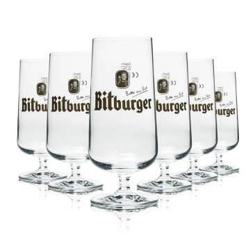 6x Bitburger Glas 0,25l Pokal Tulpe Bier Pils Gläser...