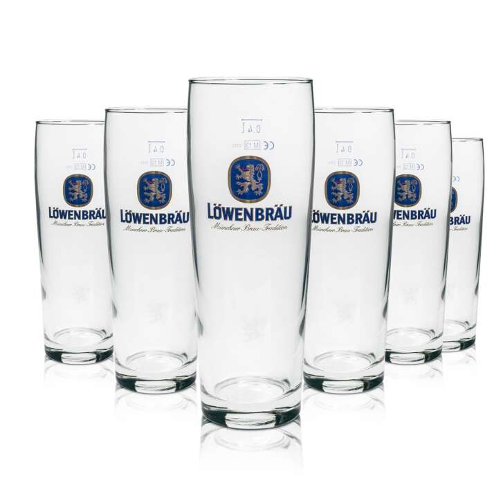 6x Löwenbräu Bier Glas 0,4l Willi Becher Rastal