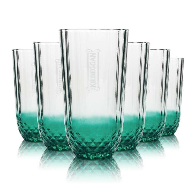6x Kilbeggan Glas 0,35l Whiskey Longdrink Kontur Kristall Gläser Gastro Irish