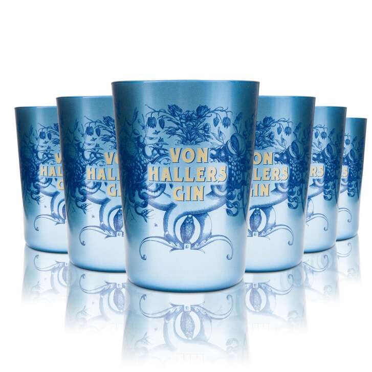 6x Von Hallers Gin Glas Tumbler Blau edel Ritzenhoff