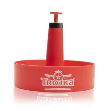 1x Trojka Vodka Tablett rot rund mit Halter