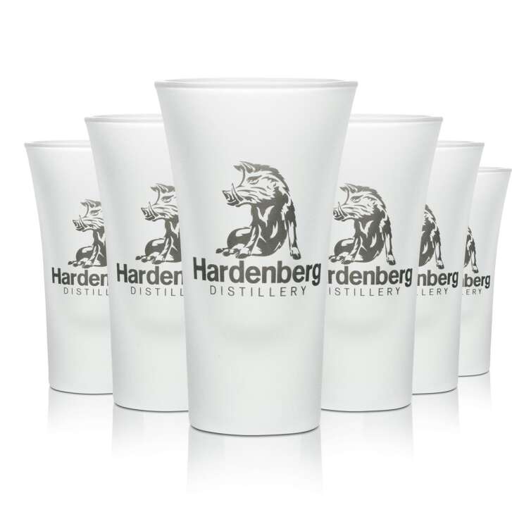 6x Hardenberg Distillery Glas 4cl Shot milchglas