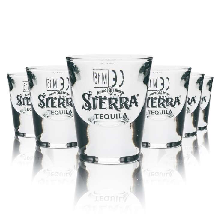 6x Sierra Glas 2cl Shot Kurze Stamper Schnaps Gläser Eiche Gastro Tequila Lime
