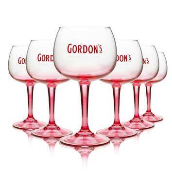 6x Gordons Gin Glas 0,4l Ballon pink Rosa Gläser...