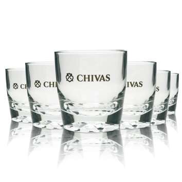 6x Chivas Regal Glas Tumbler goldschrift V f&ouml;rmig