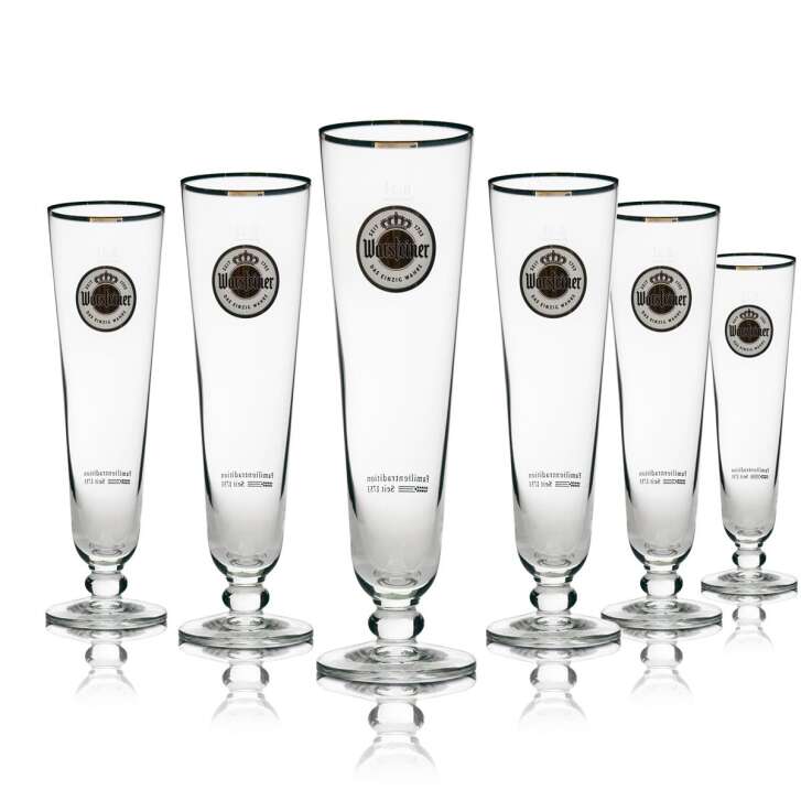 Bierdeckel 6 Warsteiner Biergläser 0,2 l Exklusiv-Pokale Glas Set Bar Gastro 