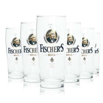6x Fischers Glas 0,4l Willy Becher Helles Bier...