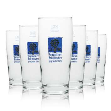 6x Augustiner Bier Glas 0,25l Willi Becher