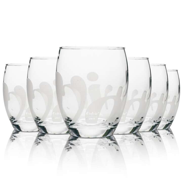 6x Volvic Wasser Glas Edition 2011 Tumbler weiß