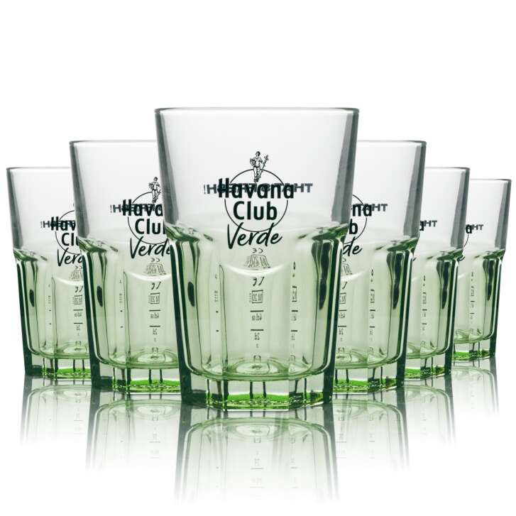 6x Havana Club Rum Glas Verde Longdrink grün 34cl